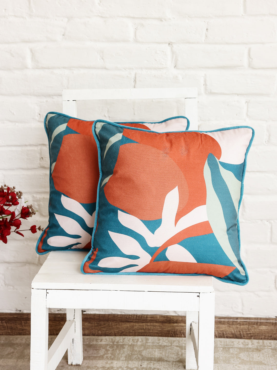 Velvet Floral Design Printed Cushion Cover