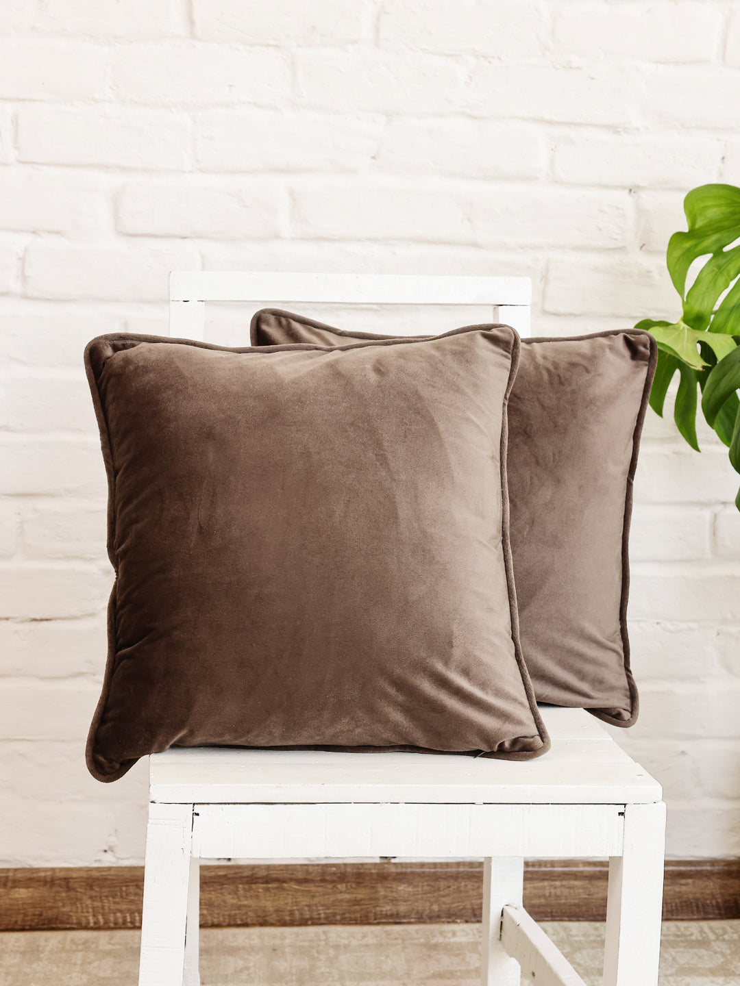 Grey Solid Print Velvet Cushion Cover