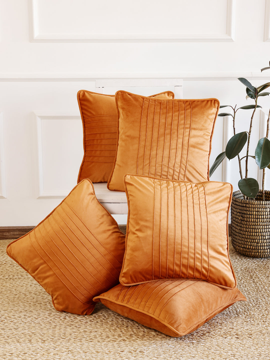 Orange Color Silk Cushion Cover