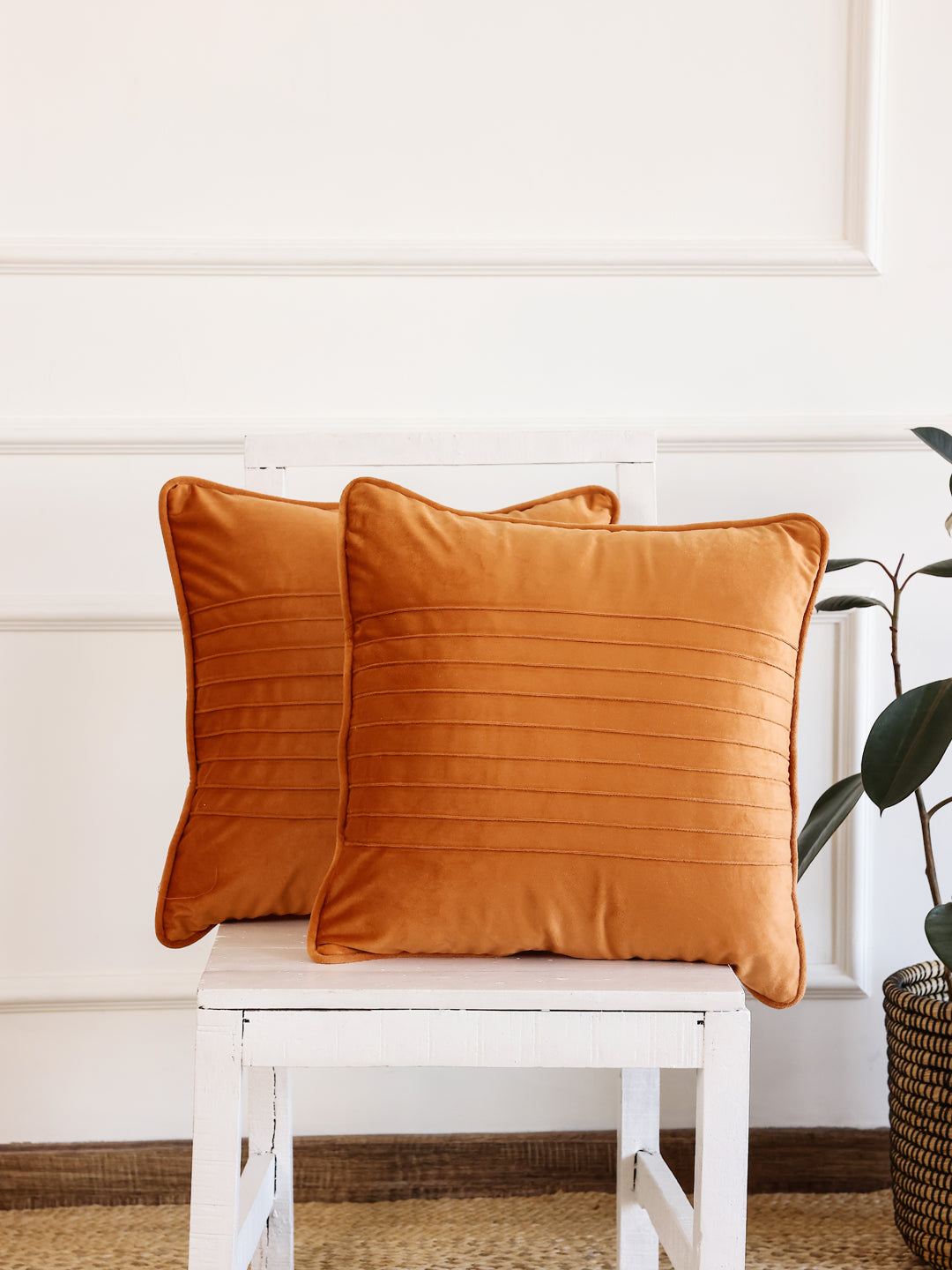 Orange Color Silk Cushion Cover