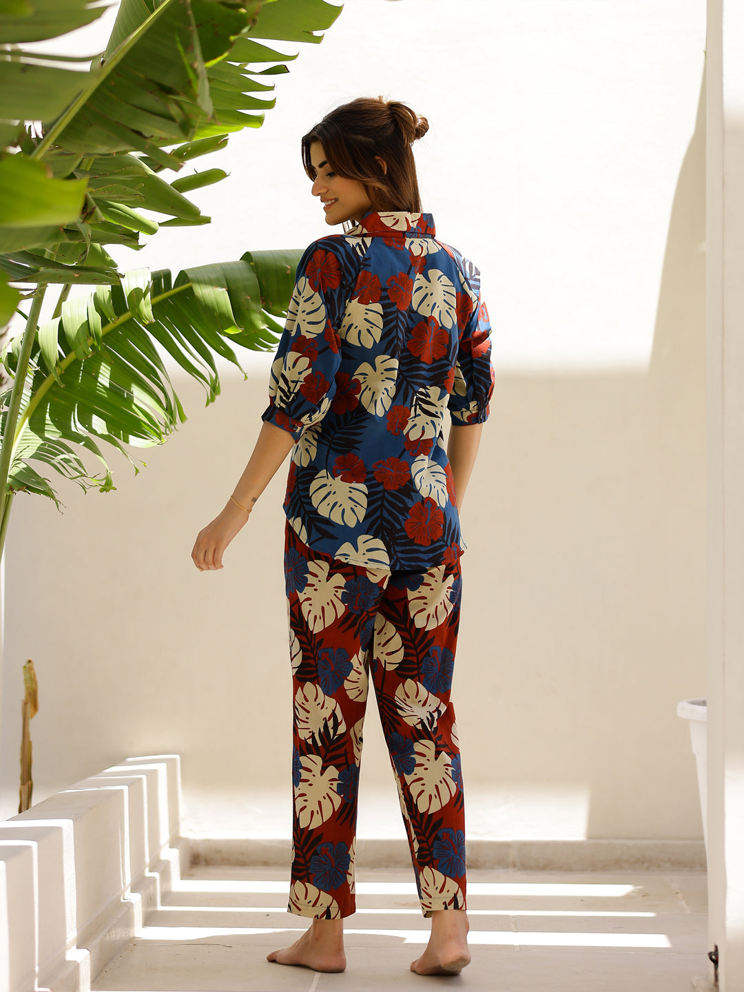 Blue leaves Printed Loungewear Set