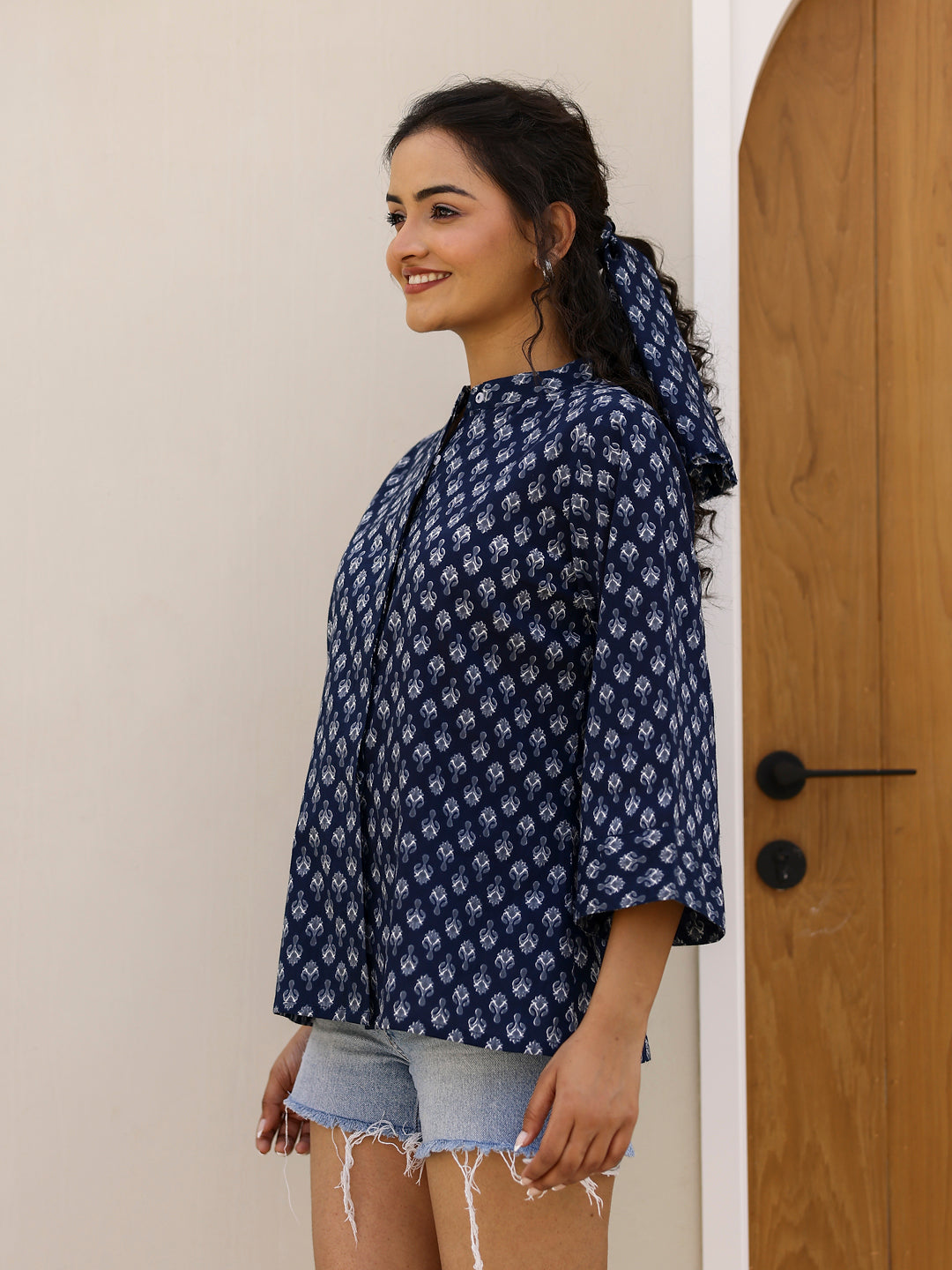 Pure Cotton Printed Blue top for Women