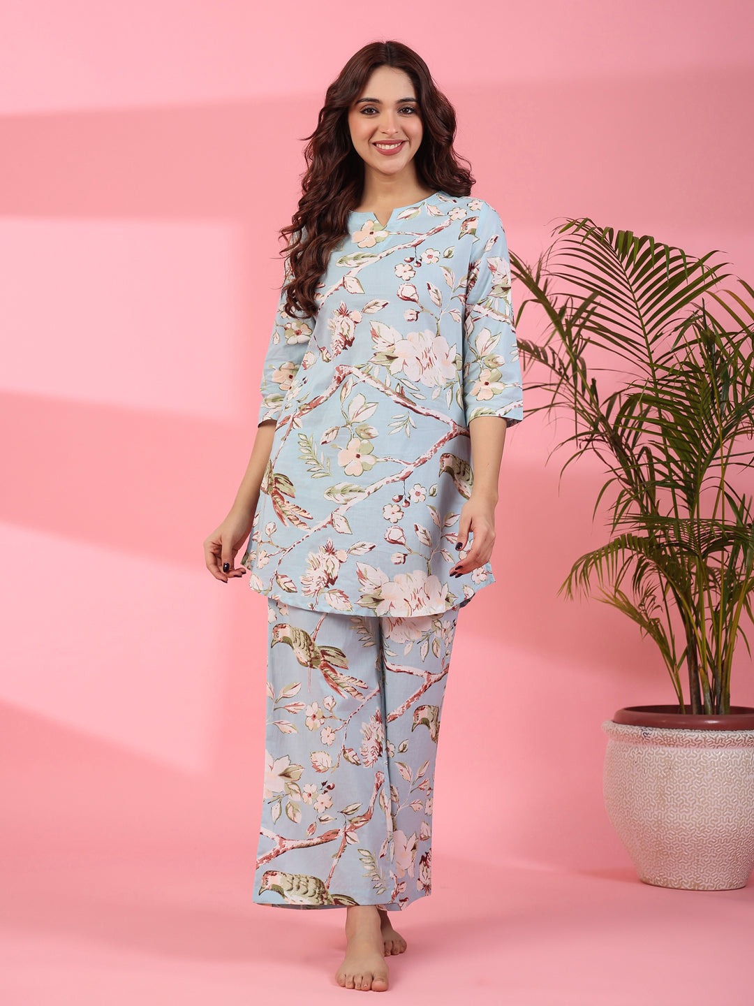 Pattens bird blue cotton co-ord set