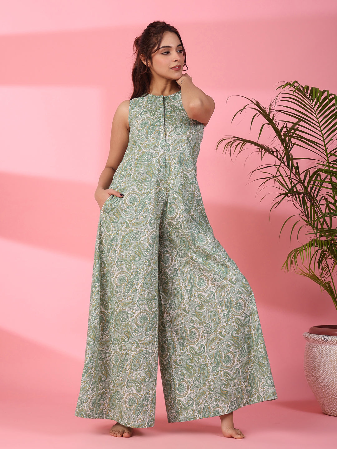 Printed  sleeveless cotton  Jumpsuit