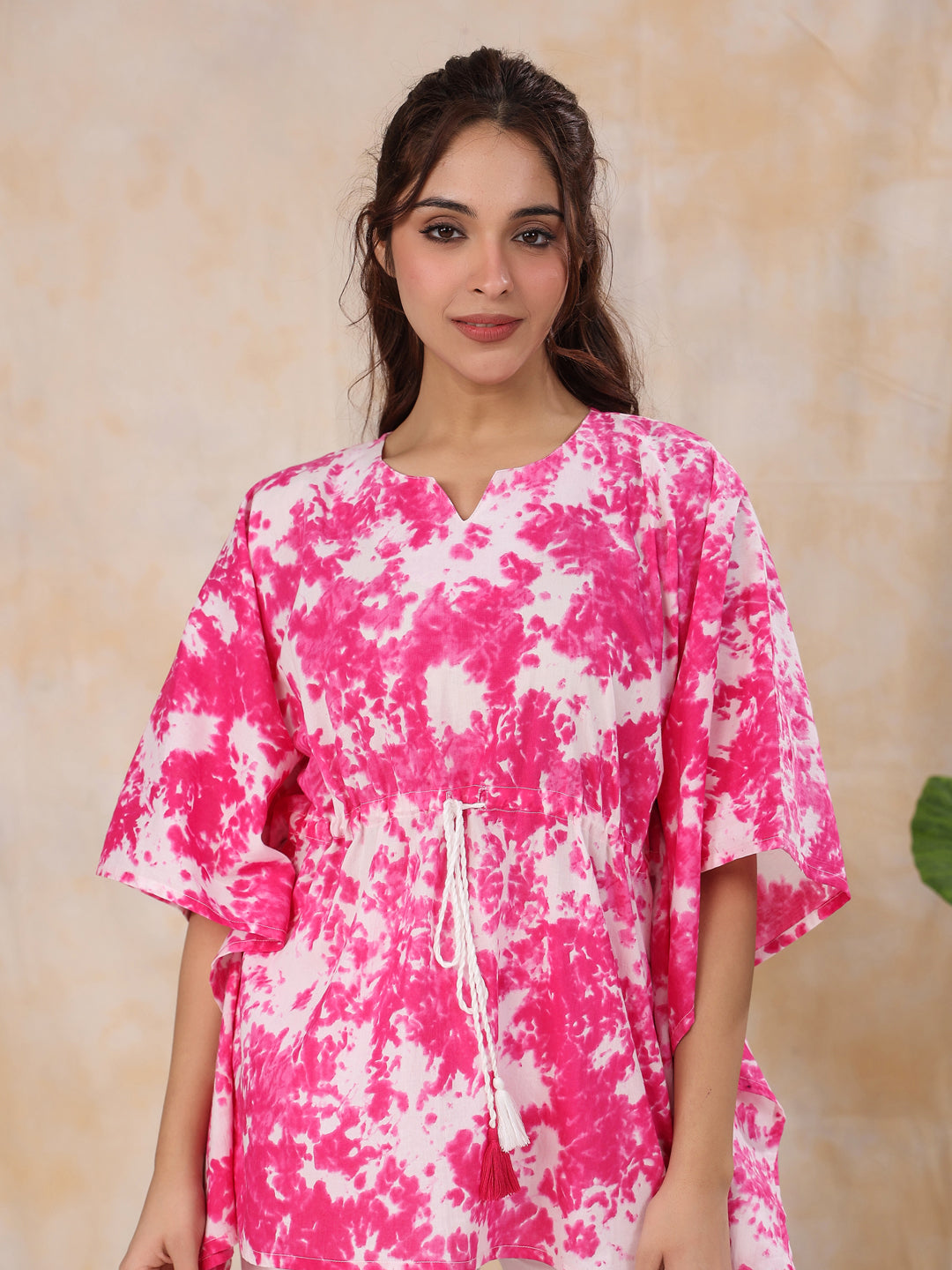 Fuchsia TIE-DYE Cotton Kaftan set