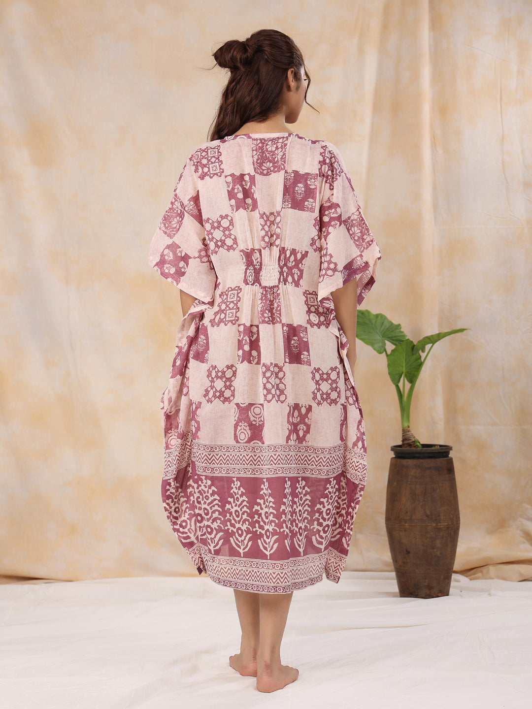 Pink Printed Kaftan Loungewear