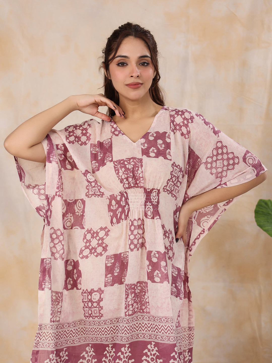 Pink Printed Kaftan Loungewear