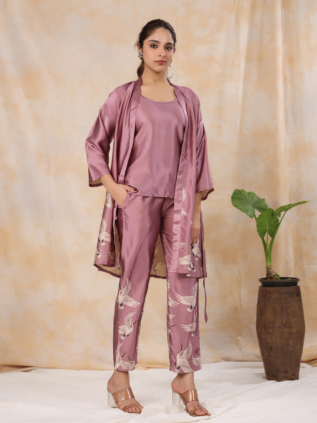 4Pcs Women Poly Satin Night Suit