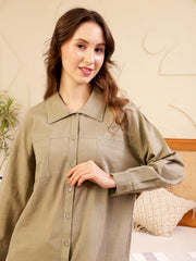 Beige Cotton Co-ord Night Suit Set