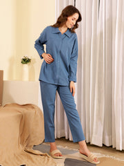 Blue Cotton Co-ord Night Suit