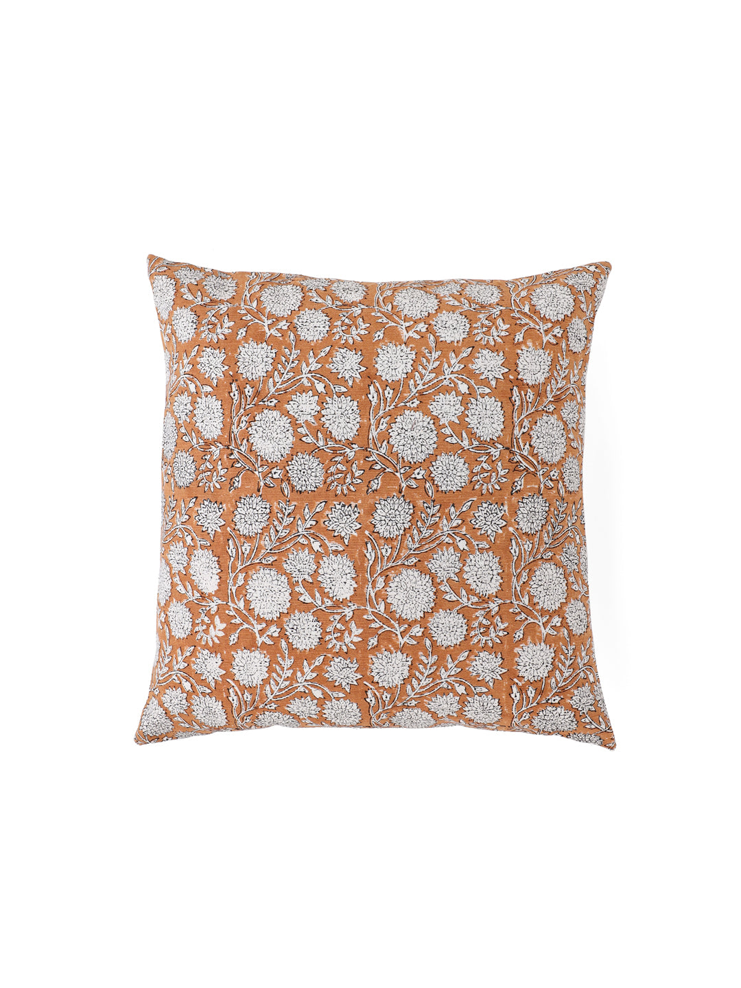 Cotton Orange Colour Floral Cushion Covers