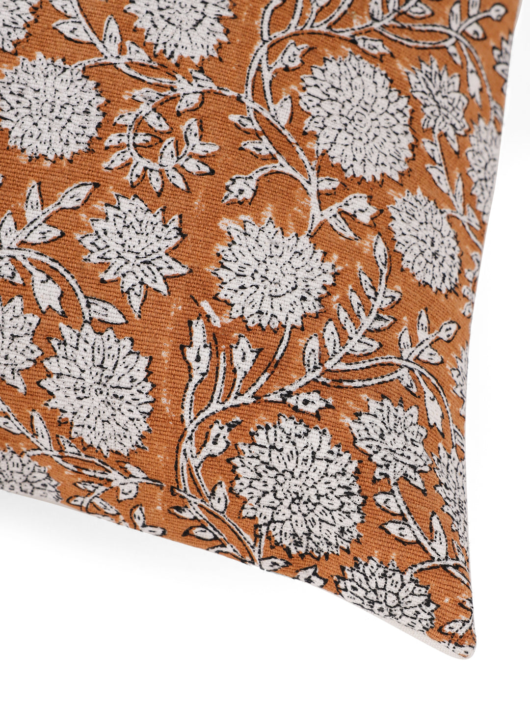 Cotton Orange Colour Floral Cushion Covers