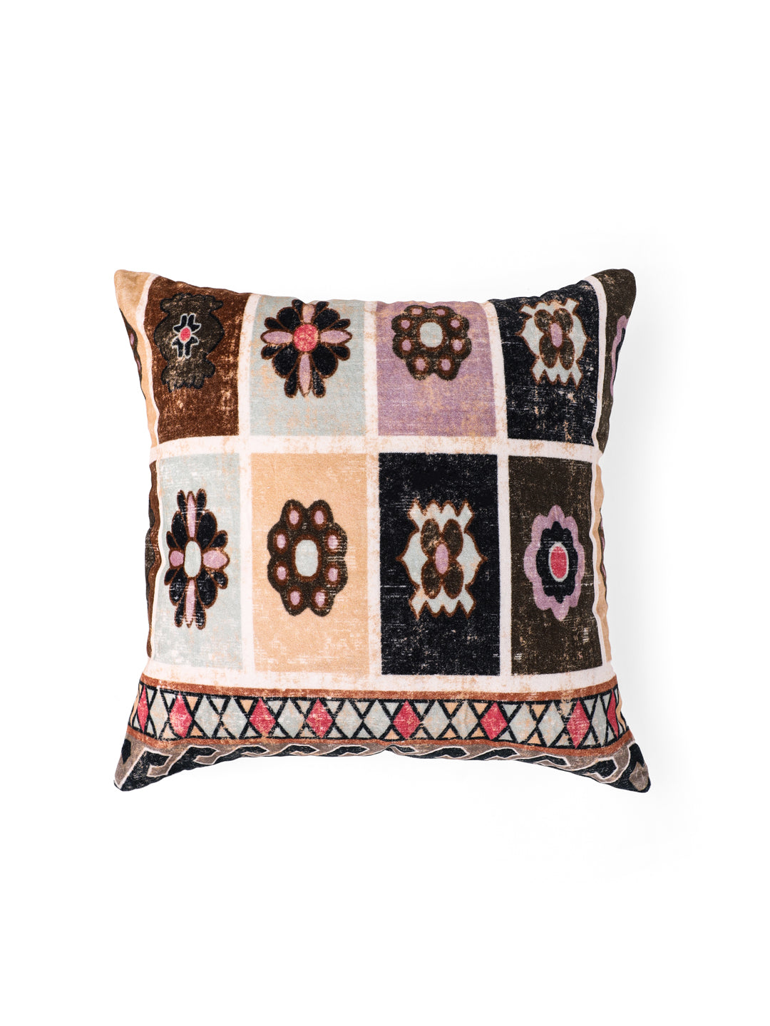 Velvet Multi Colour Geometric Cushion Covers