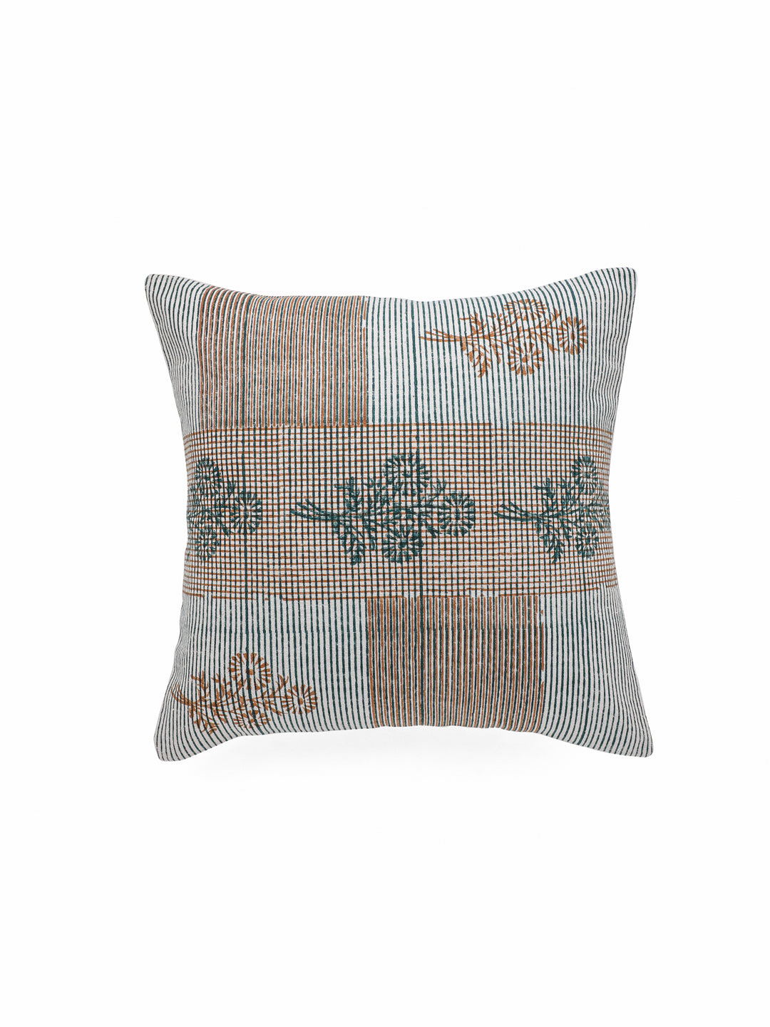 Cotton Green Colour Floral Cushion Covers