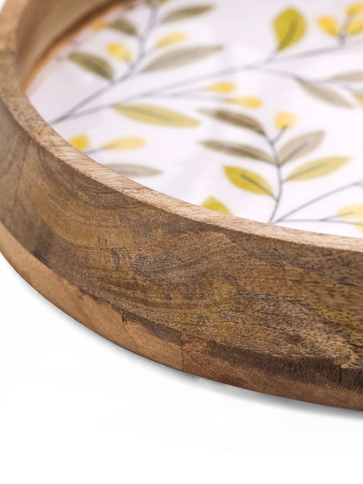 PRINTED ROUND TRAY WITH METALLIC HANDLE