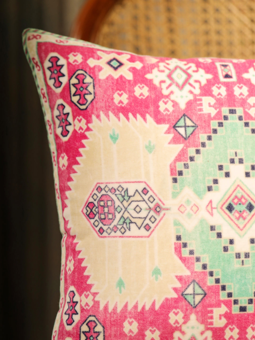 Velvet Pink Colour Geometric Cushion Covers