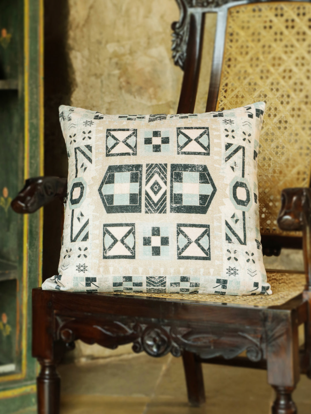 Velvet Beige Colour Geometric Cushion Covers