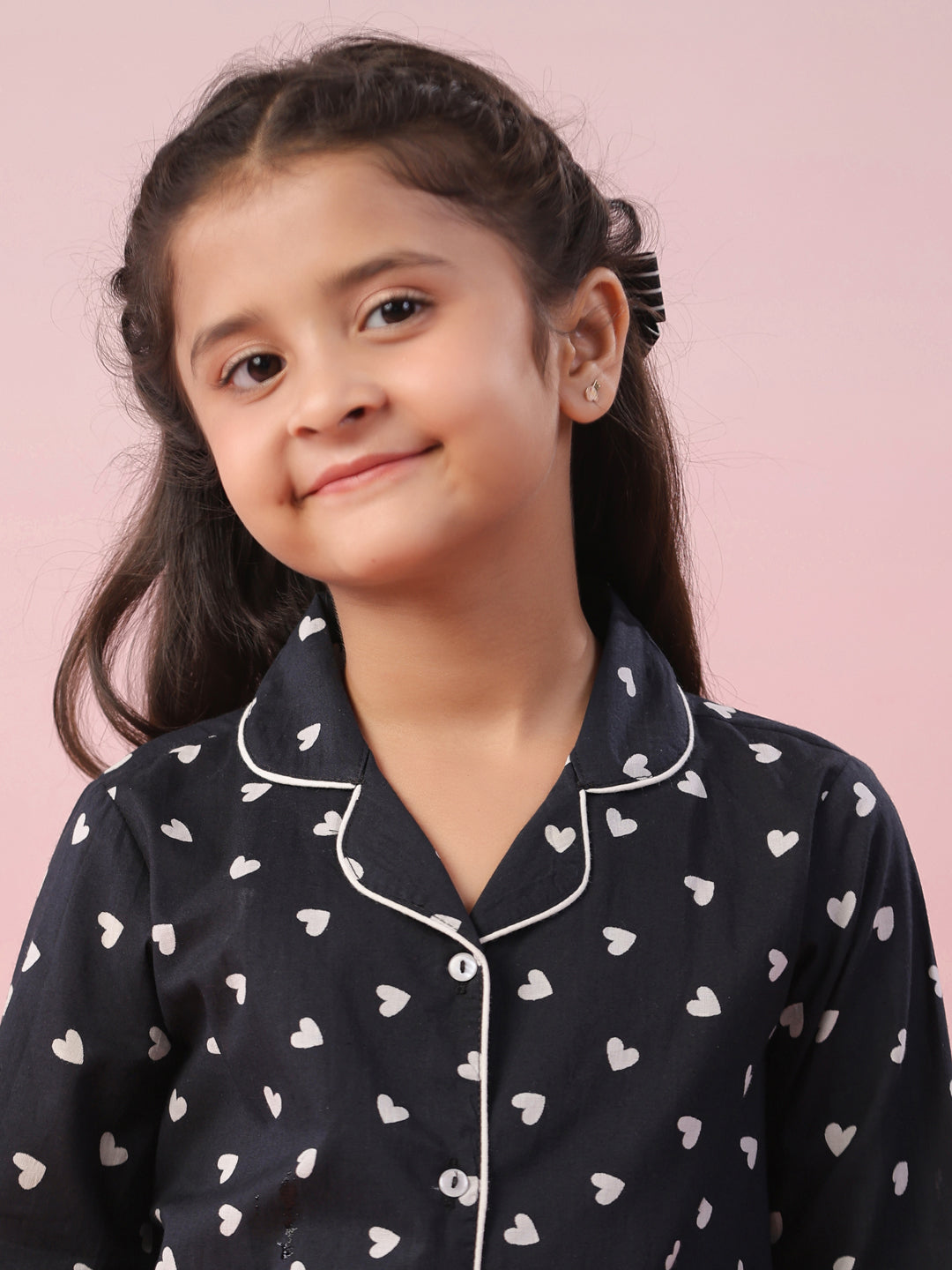 Heart Printed Cotton Night Suit for Kids