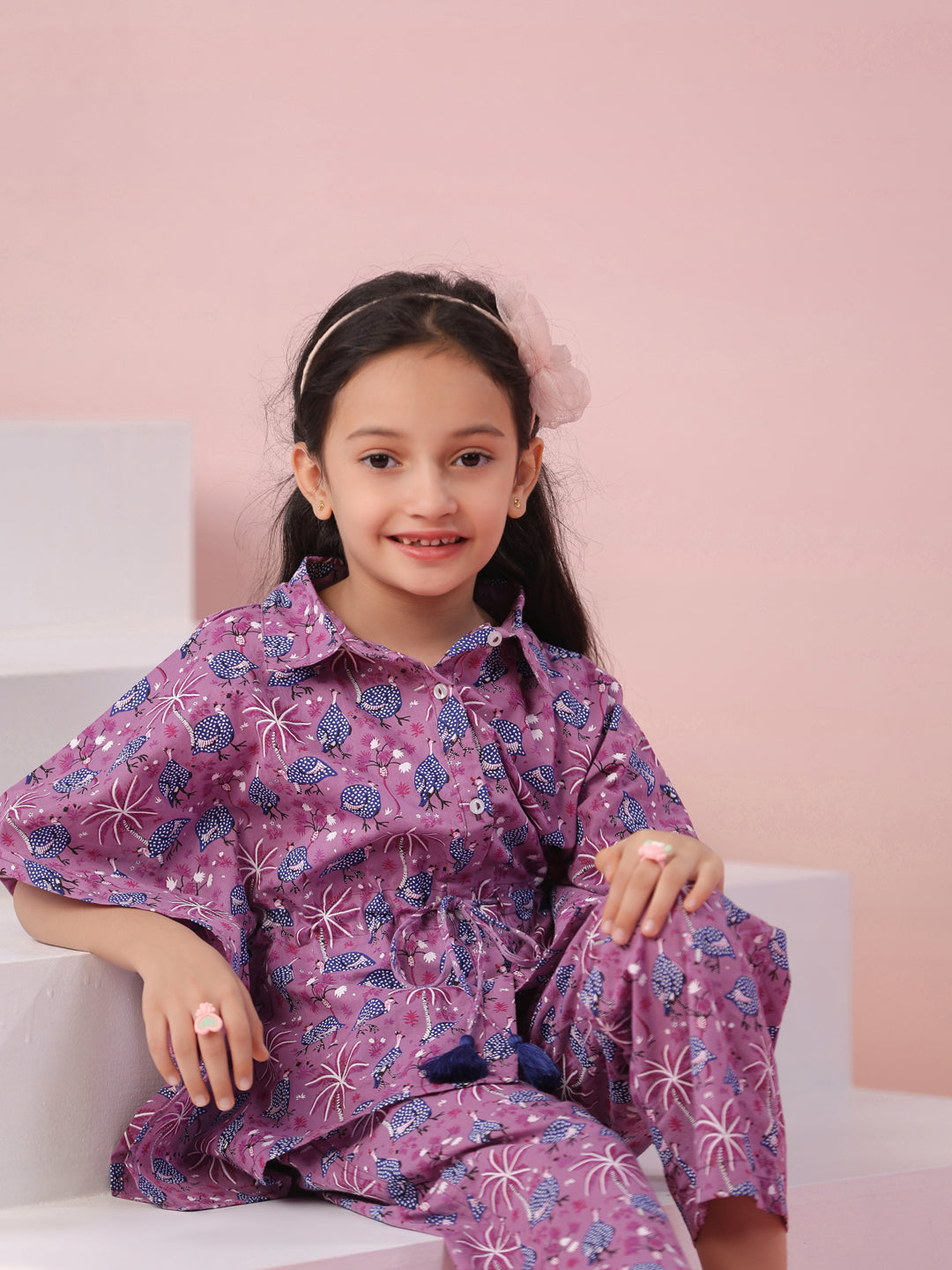 Floral Printed Cotton Night Suit for Kids