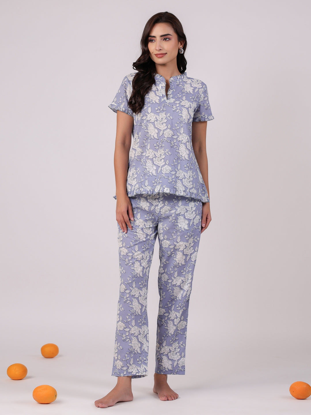 Floral Printed Cotton Night Suit Set