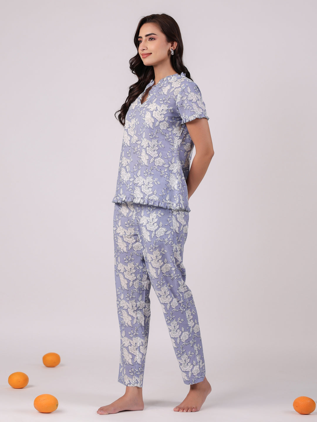 Floral Printed Cotton Night Suit Set