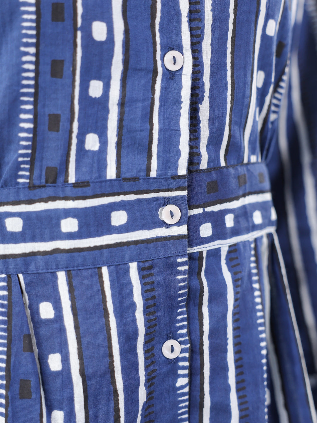 Blue Strait Line Printed Night Suit