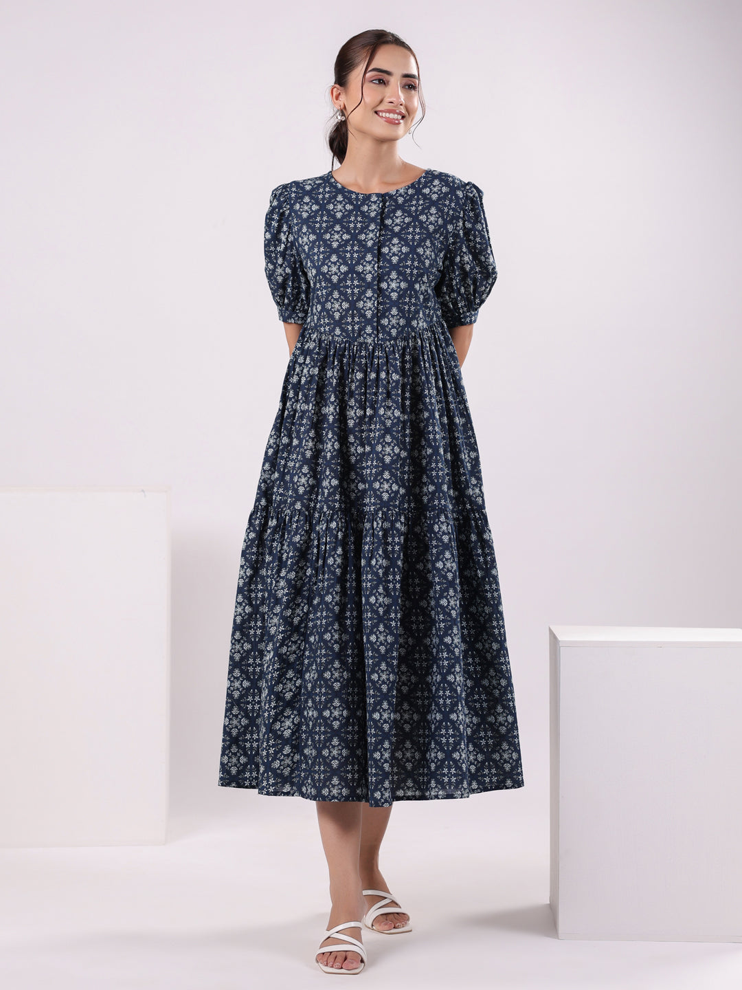 Floral Print Puff Sleeve Dress for Women