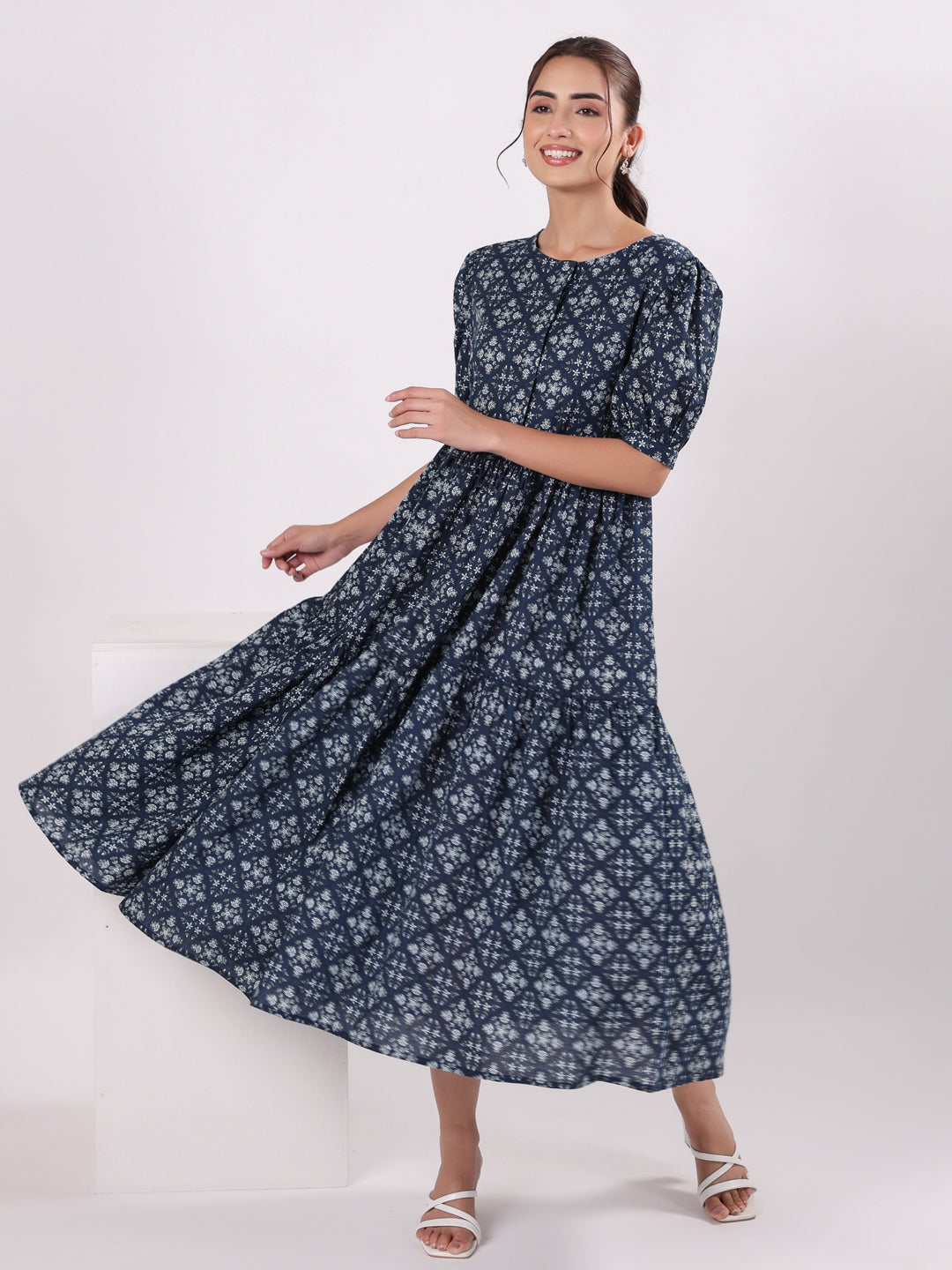 Floral Print Puff Sleeve Dress for Women