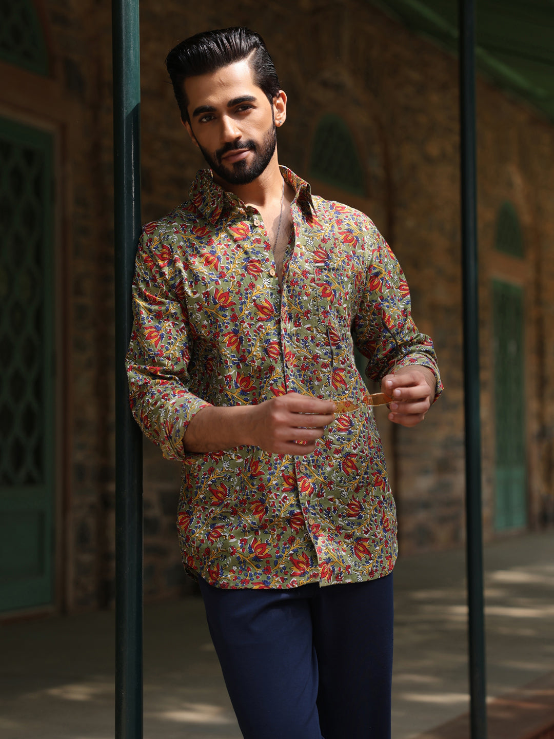 Men's  Pure Cotton Cream Casual Shirt