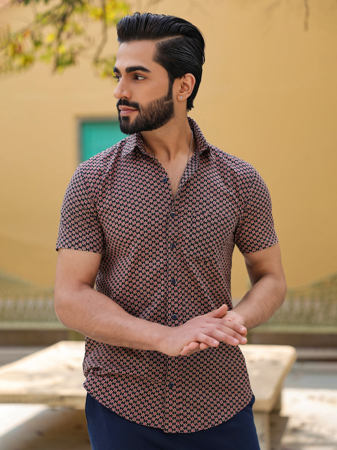 Men's  Pure Cotton Black Casual Shirt