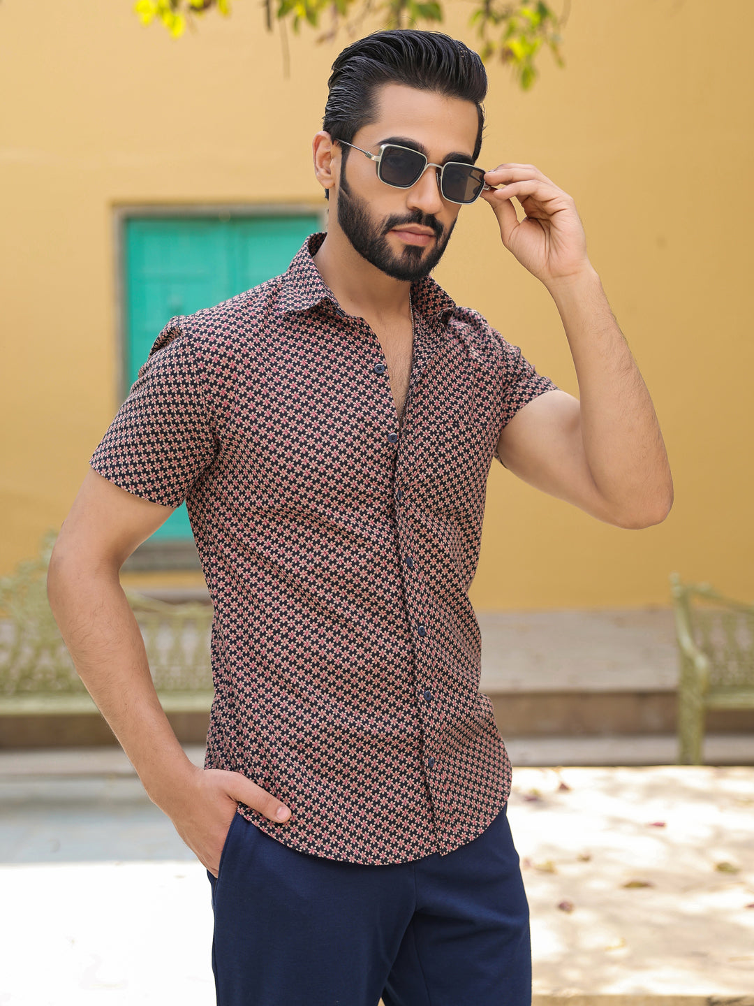 Men's  Pure Cotton Black Casual Shirt