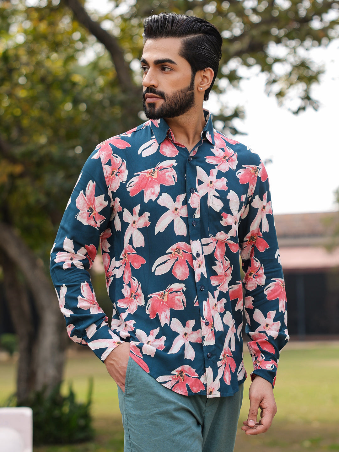 Men's Floral Print Pure Viscose Rayon Multi Colour Casual Shirt