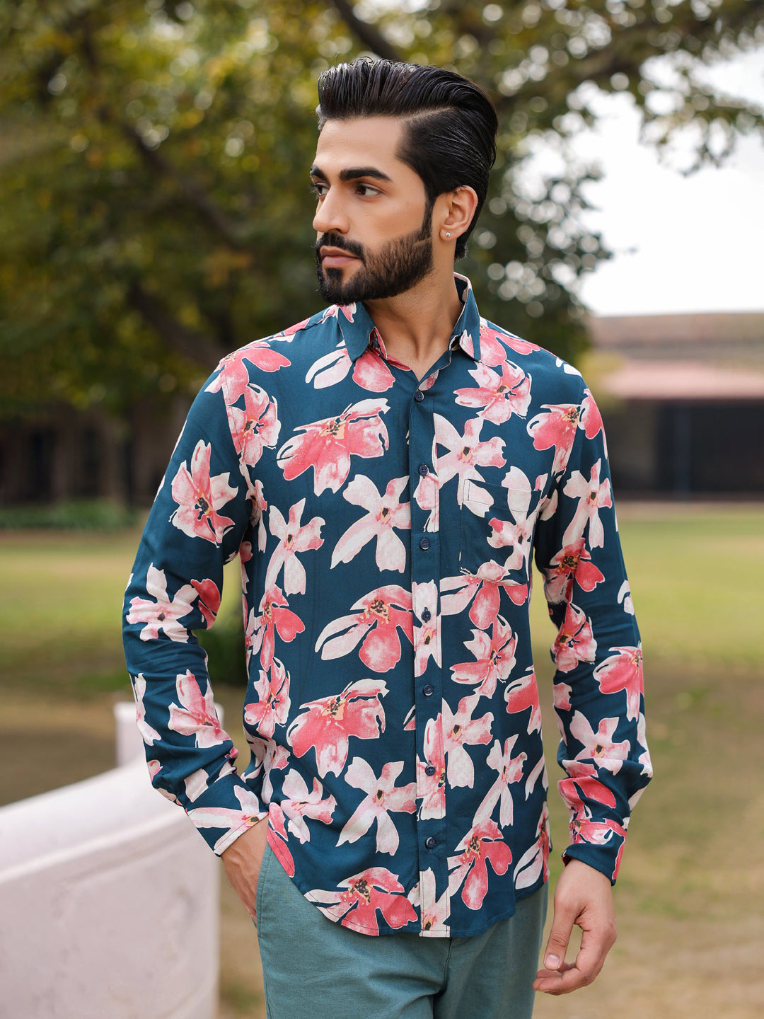 Men's Floral Print Pure Viscose Rayon Multi Colour Casual Shirt