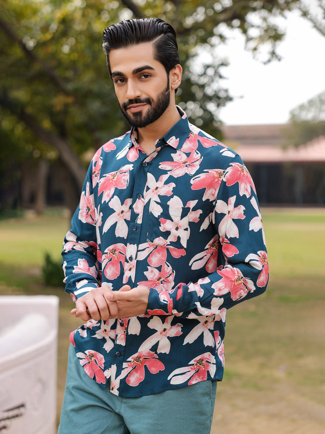 Men's Floral Print Pure Viscose Rayon Multi Colour Casual Shirt