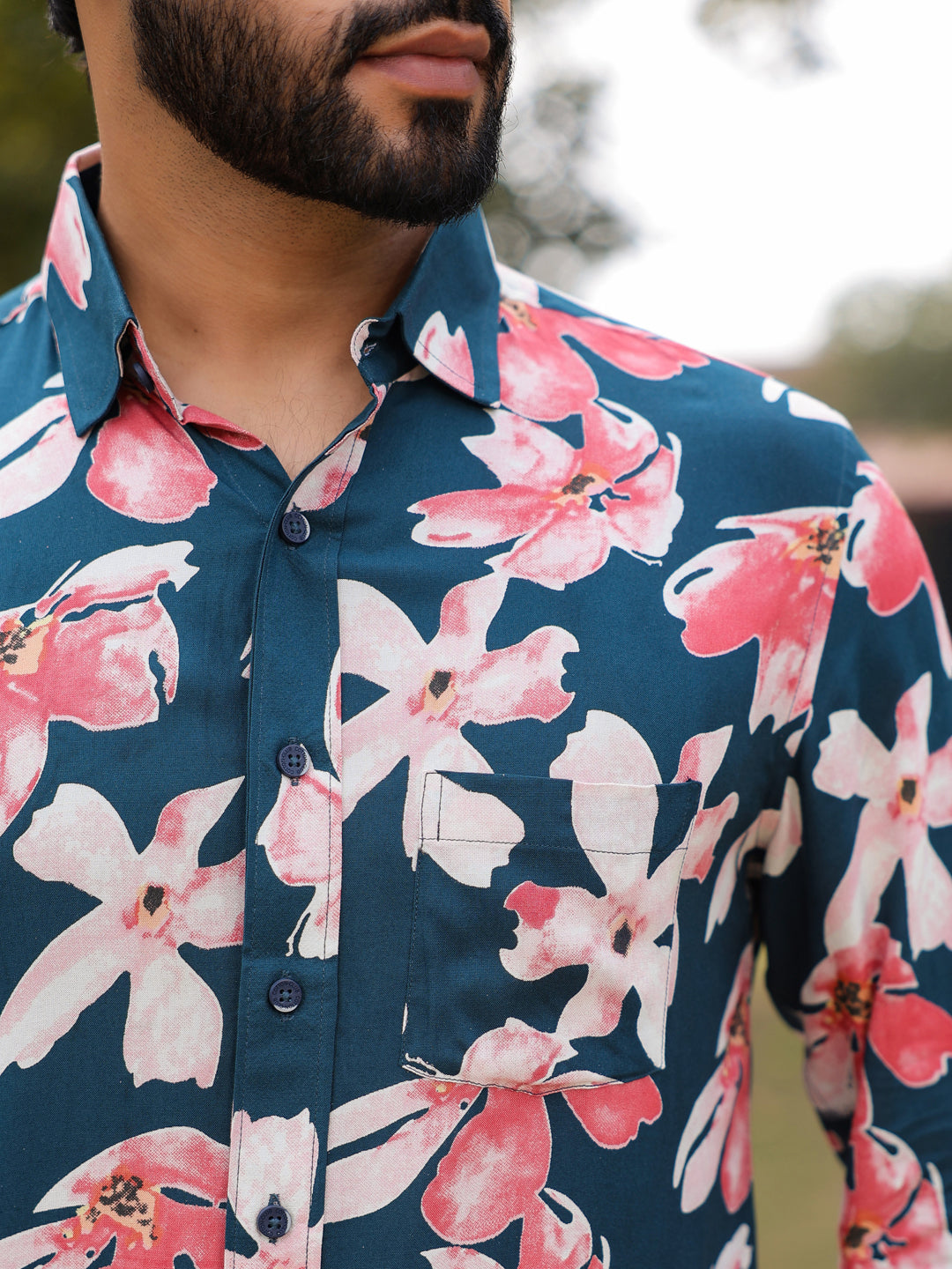 Men's Floral Print Pure Viscose Rayon Multi Colour Casual Shirt