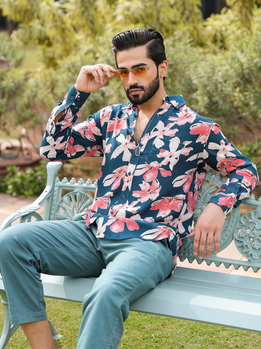 Men's Floral Print Pure Viscose Rayon Multi Colour Casual Shirt