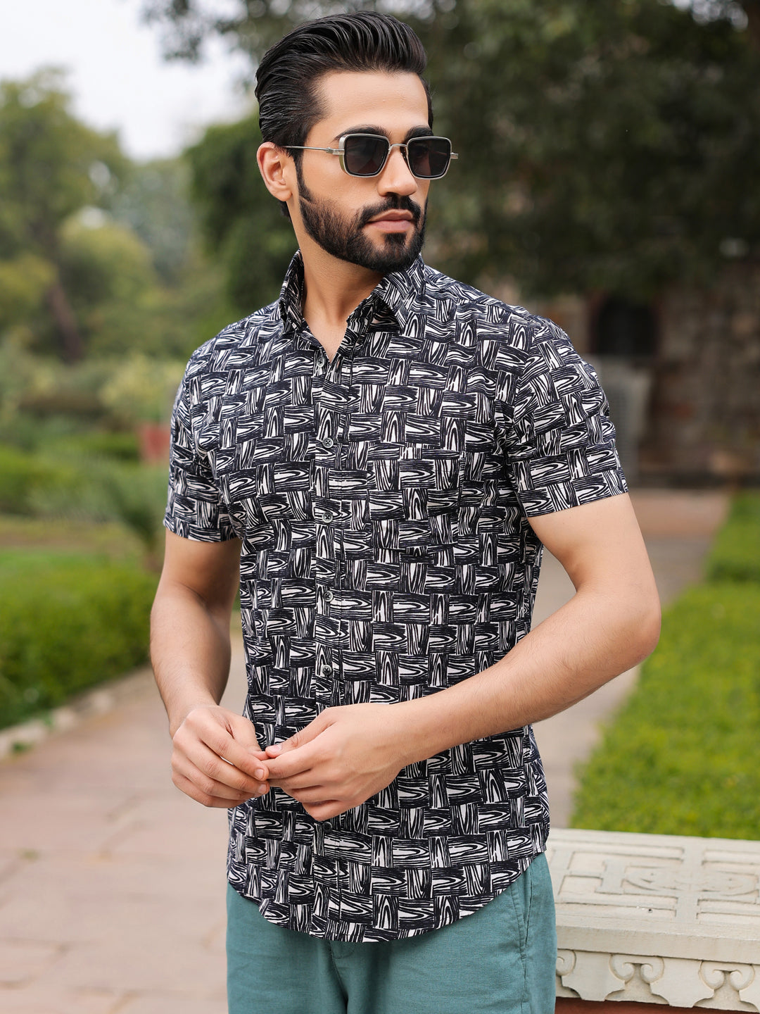 Men's  Pure Cotton Black Casual Shirt