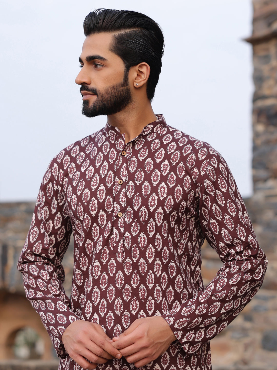 Men's Ethnic Motifs Pure Cotton Vine Printed Kurta