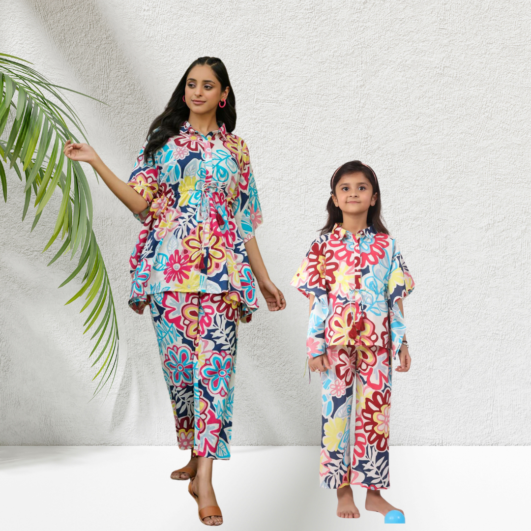 Mother Daughter Multicolor Kaftan Combo