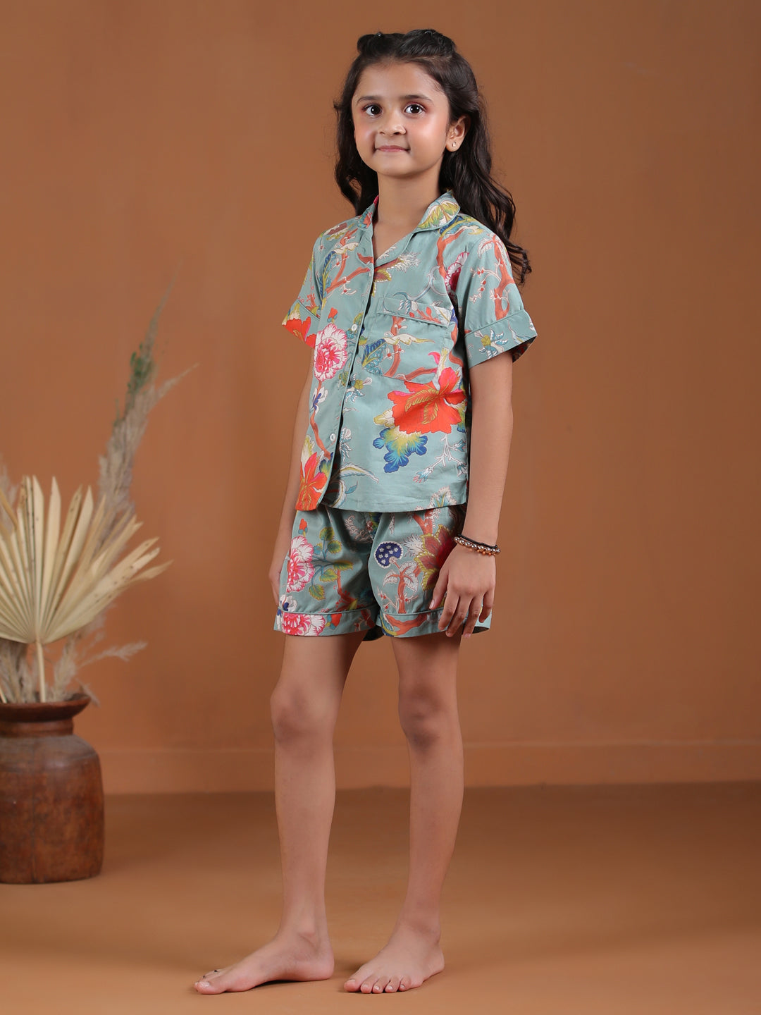 Flower Printed Kids Night Suit Set