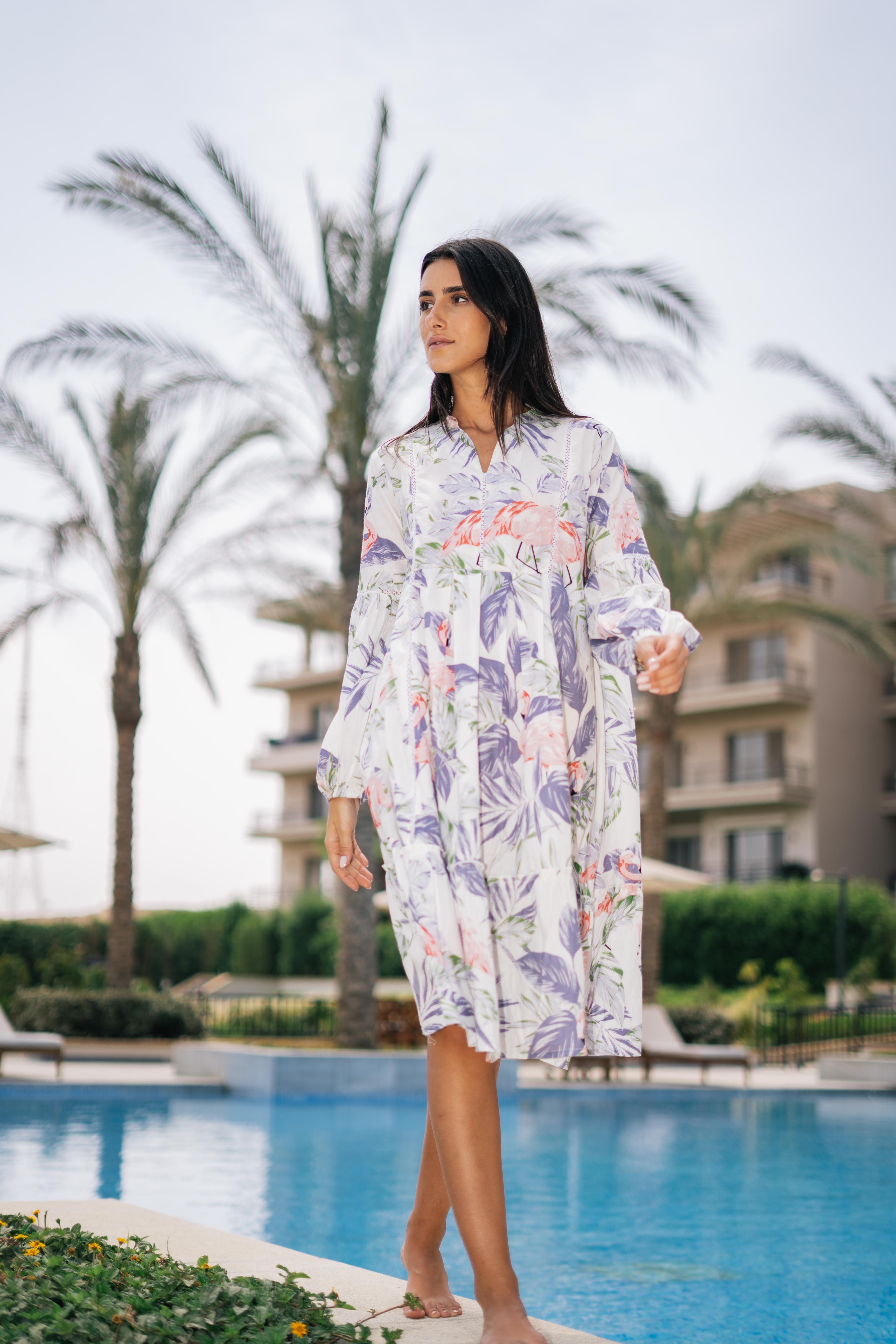 Floral Printed Cotton Dress for Women