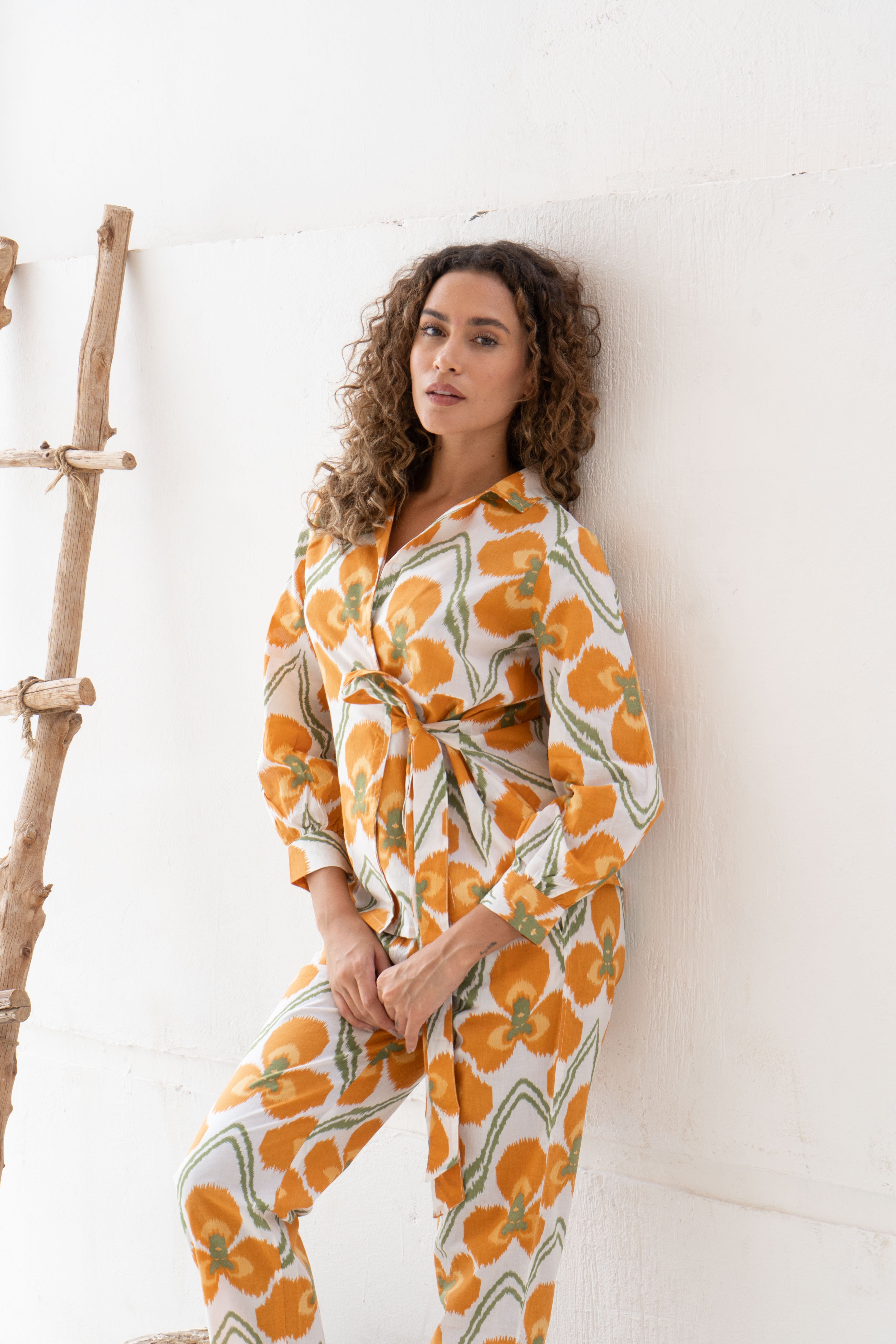 Yellow Flower Printed Cotton Co-ords Set