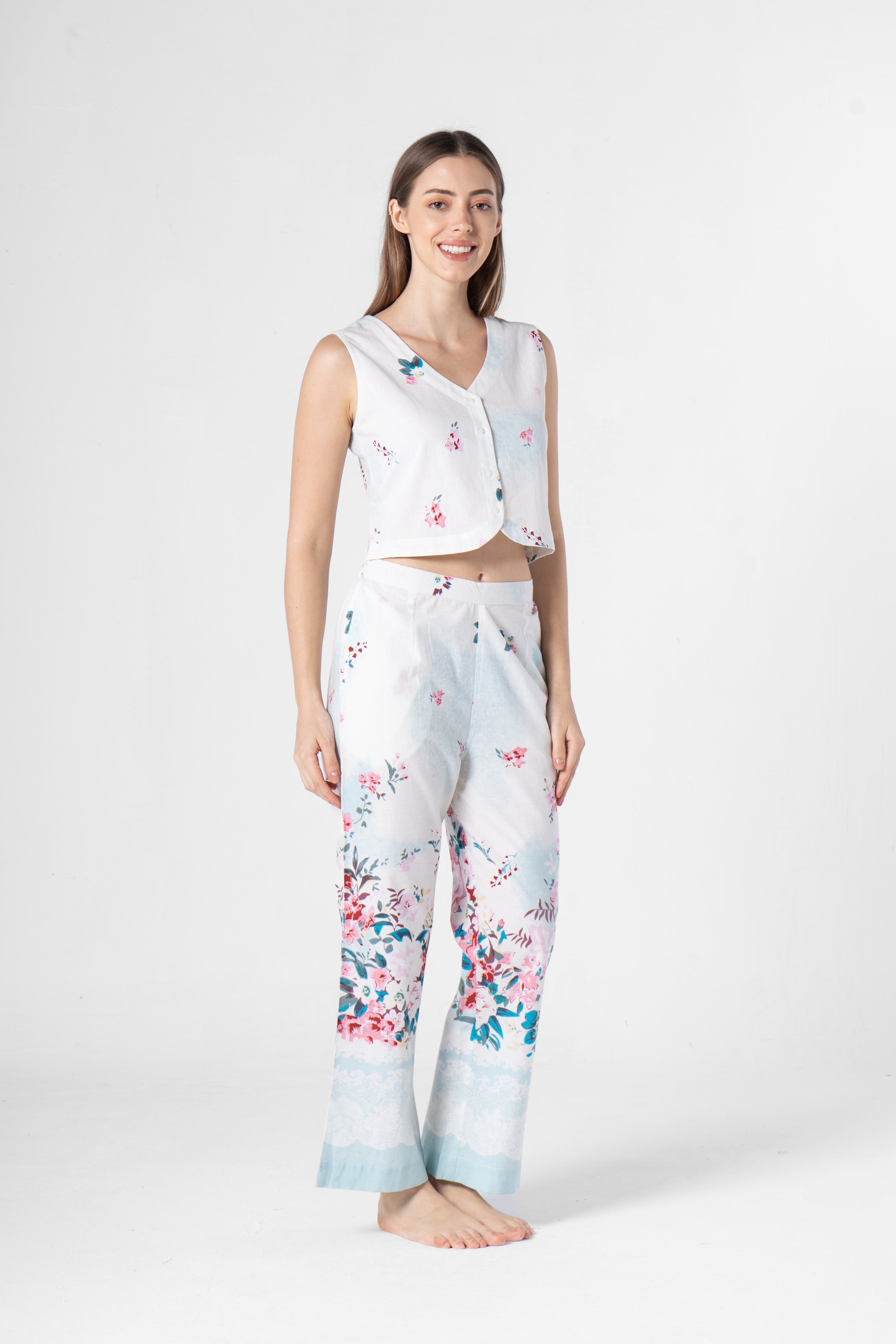 Floral Printed Sleeveless Co-ords Set