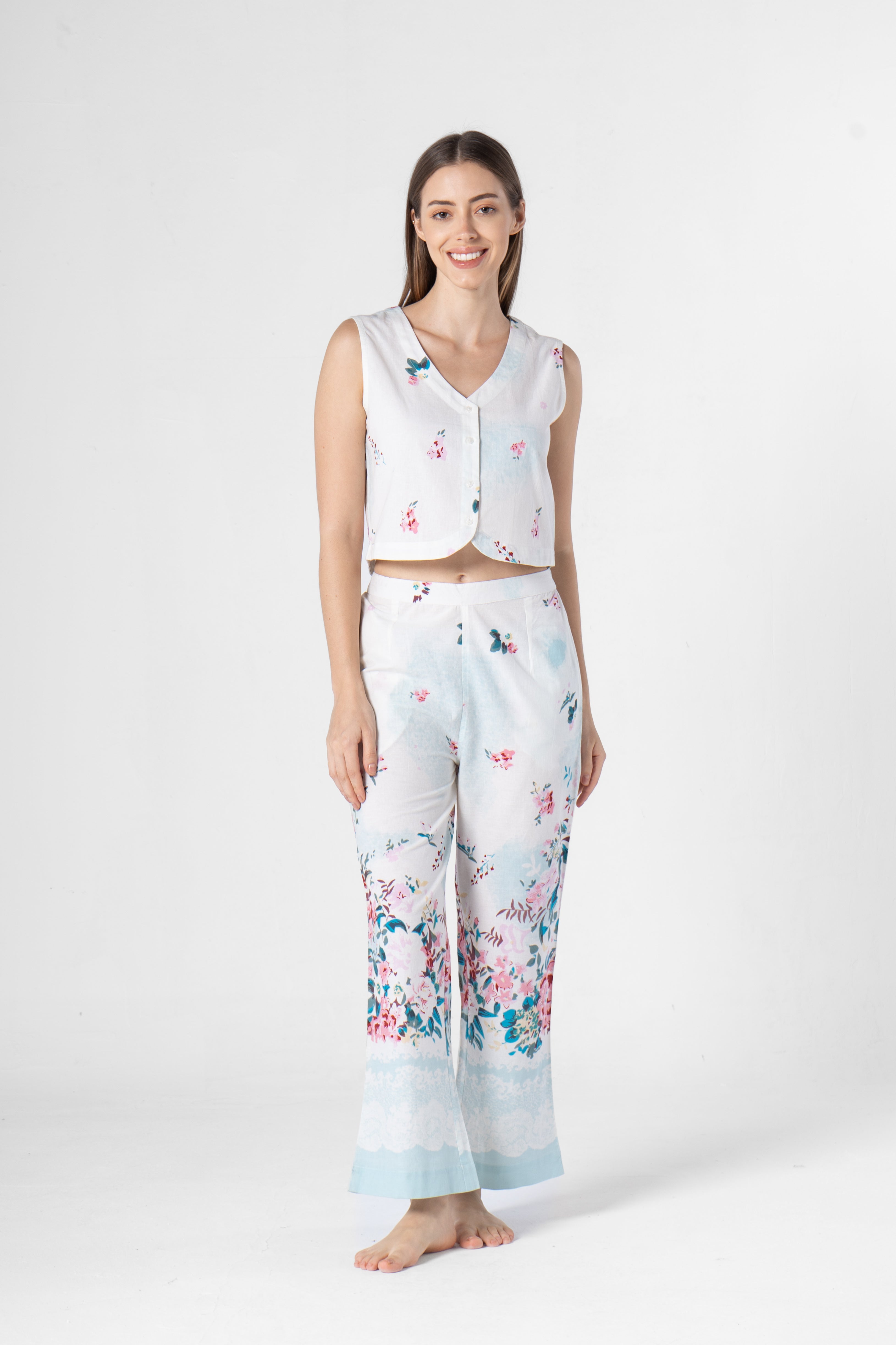 Floral Printed Sleeveless Co-ords Set