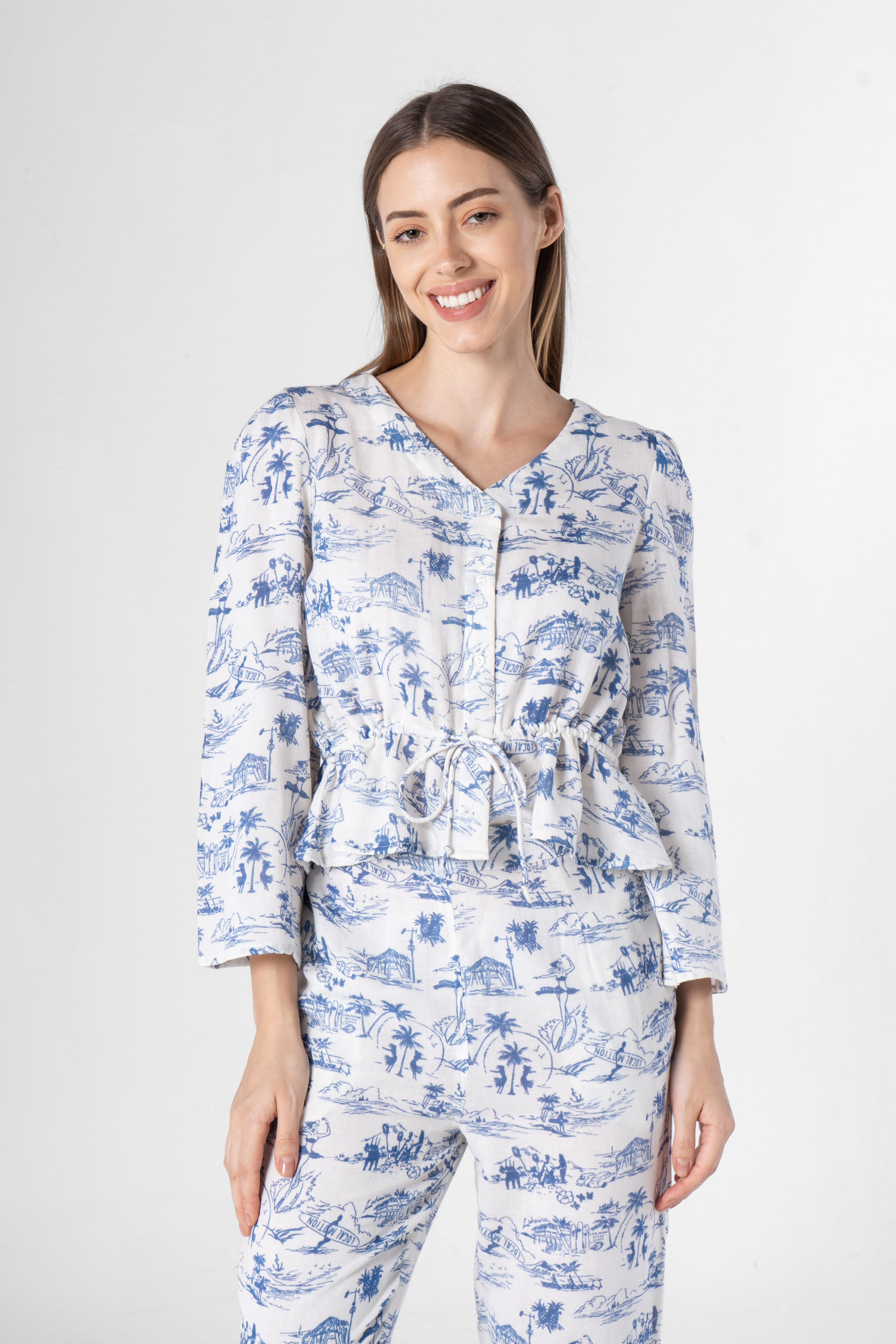 Cotton Printed V-Neck Co-ords Set for Women