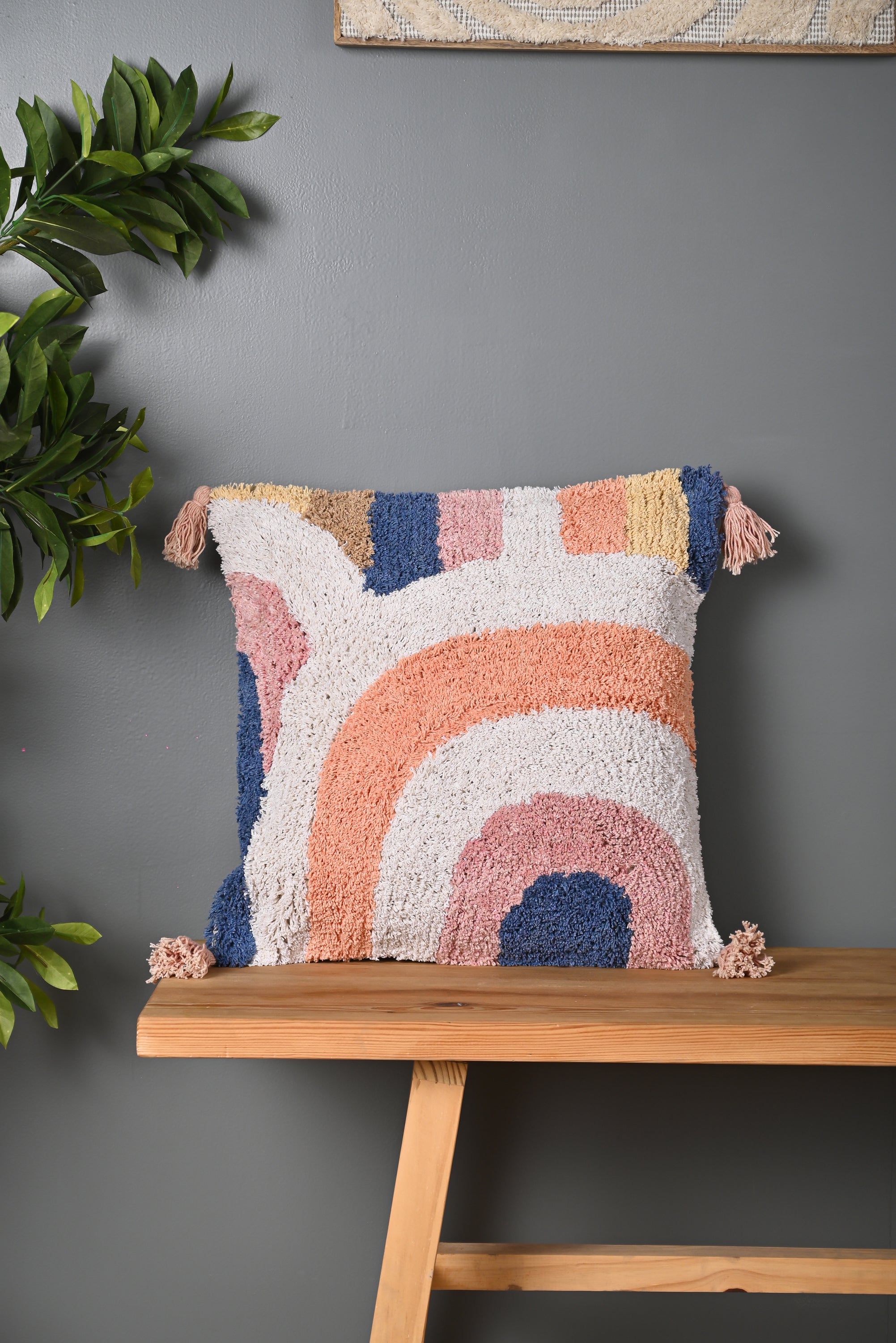 Multicolor Cotton Truffted Cushion Cover