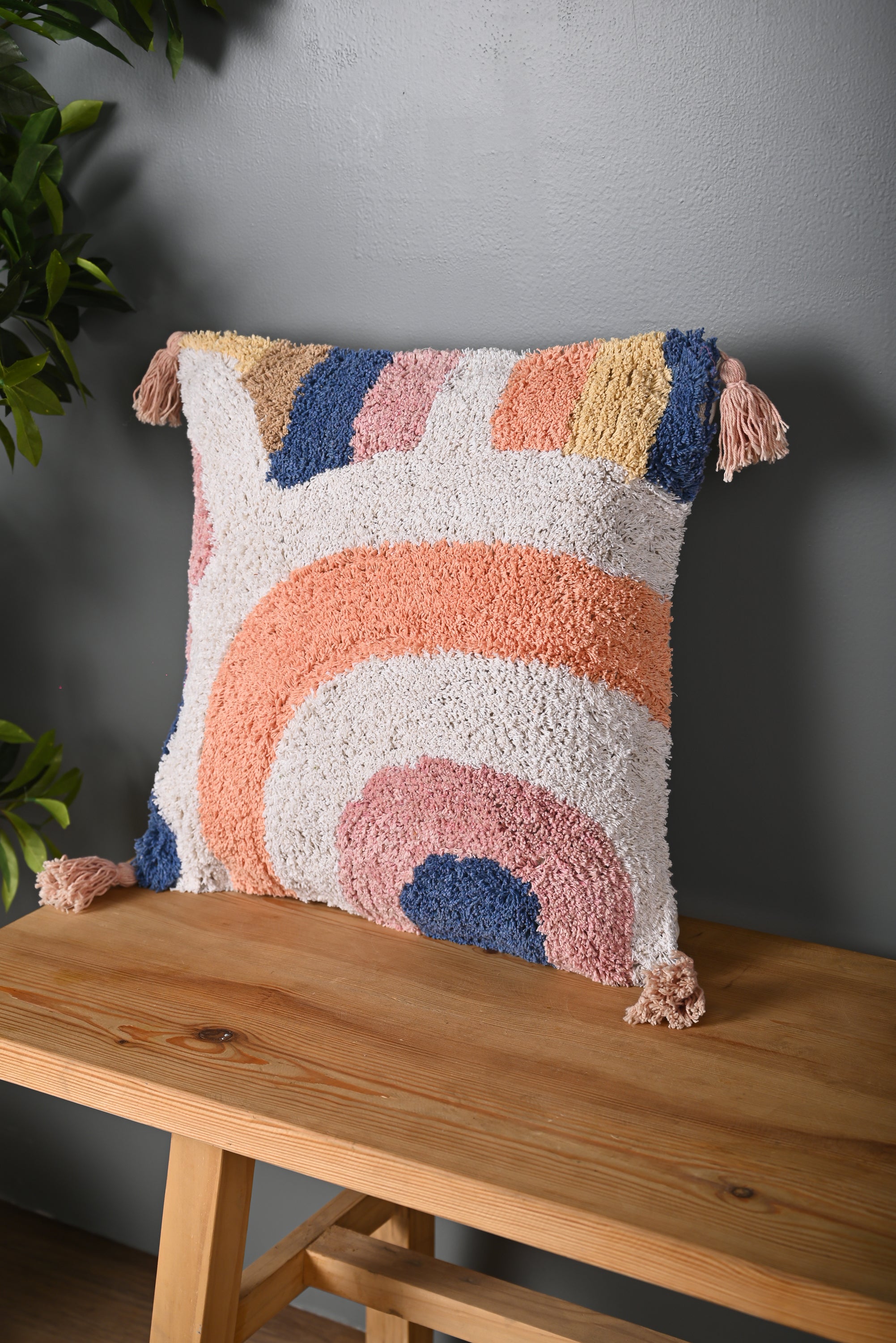 Multicolor Cotton Truffted Cushion Cover