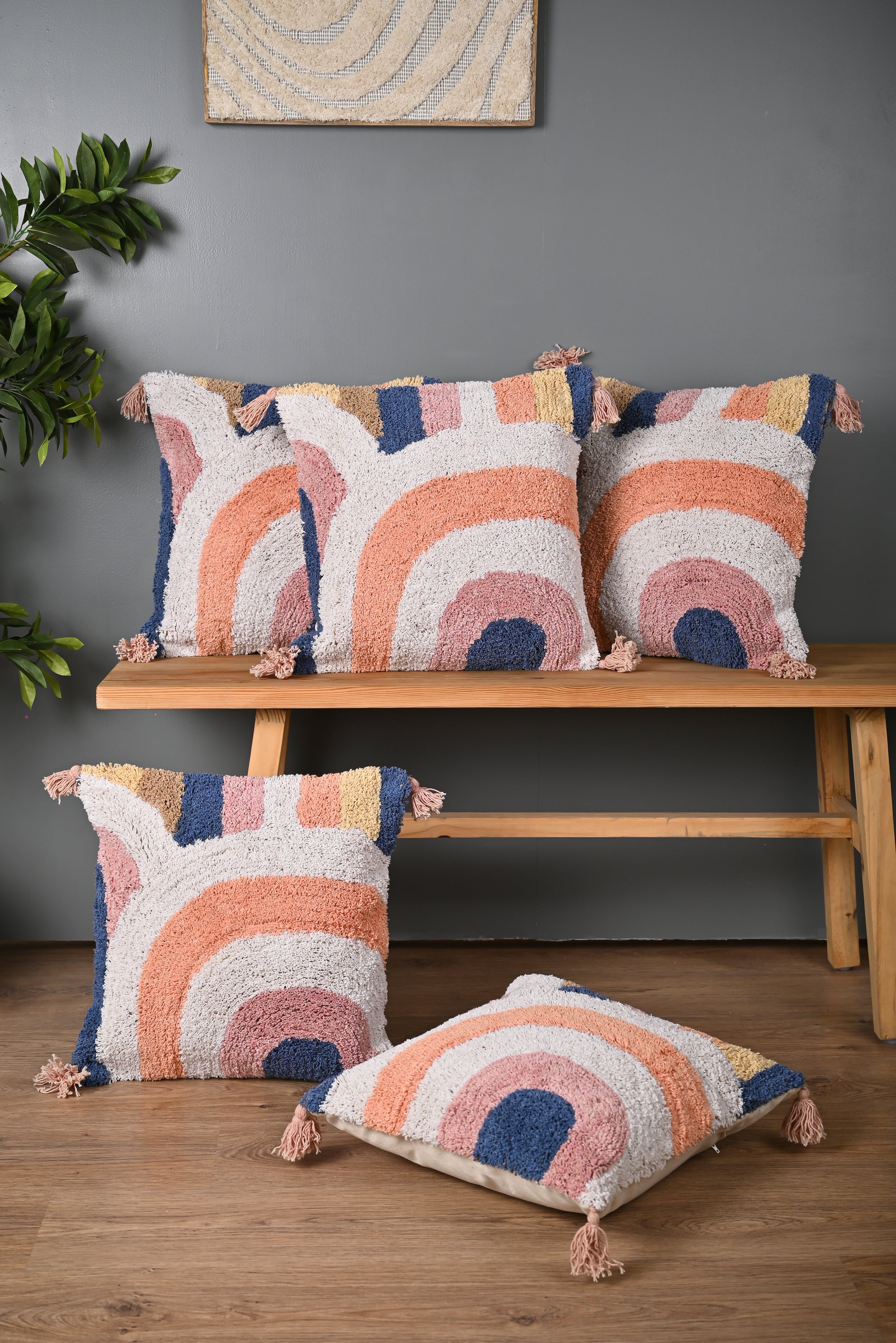 Multicolor Cotton Truffted Cushion Cover