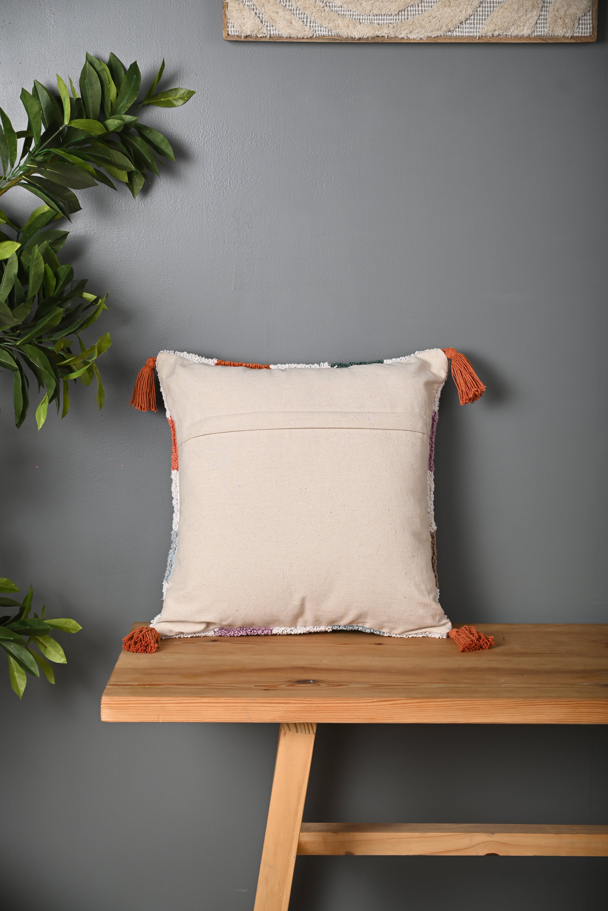 Multicolor Chacks Design Truffted Cushion Cover