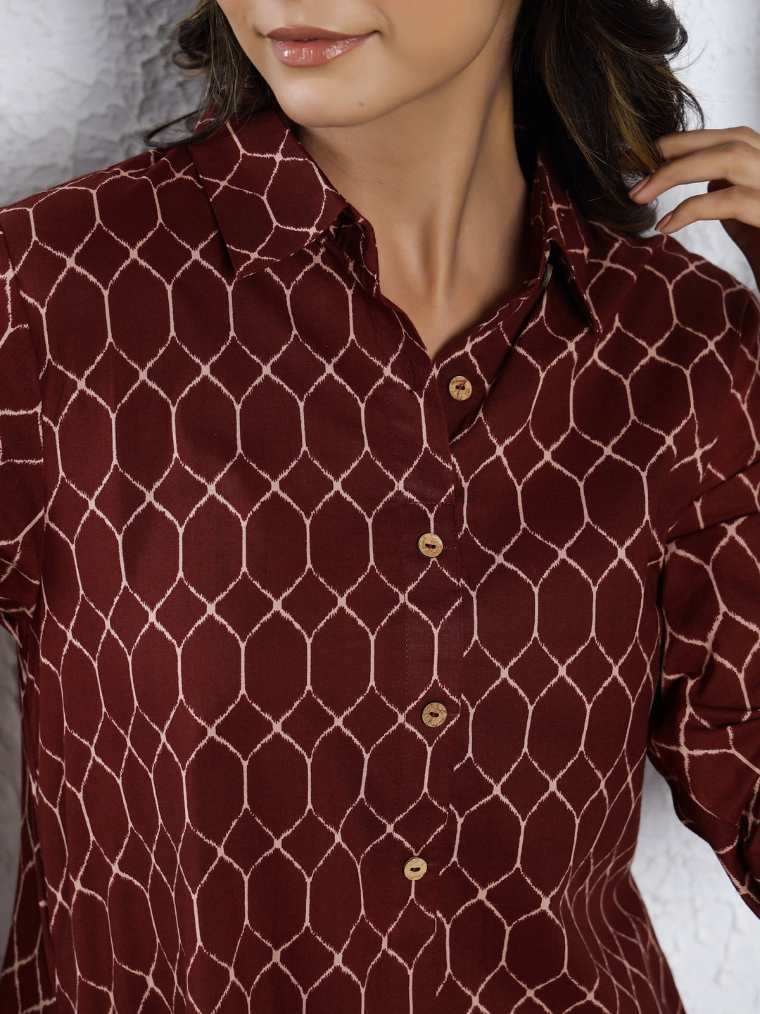 MERLOT HEXAGON Printed pure cotton co-ord set